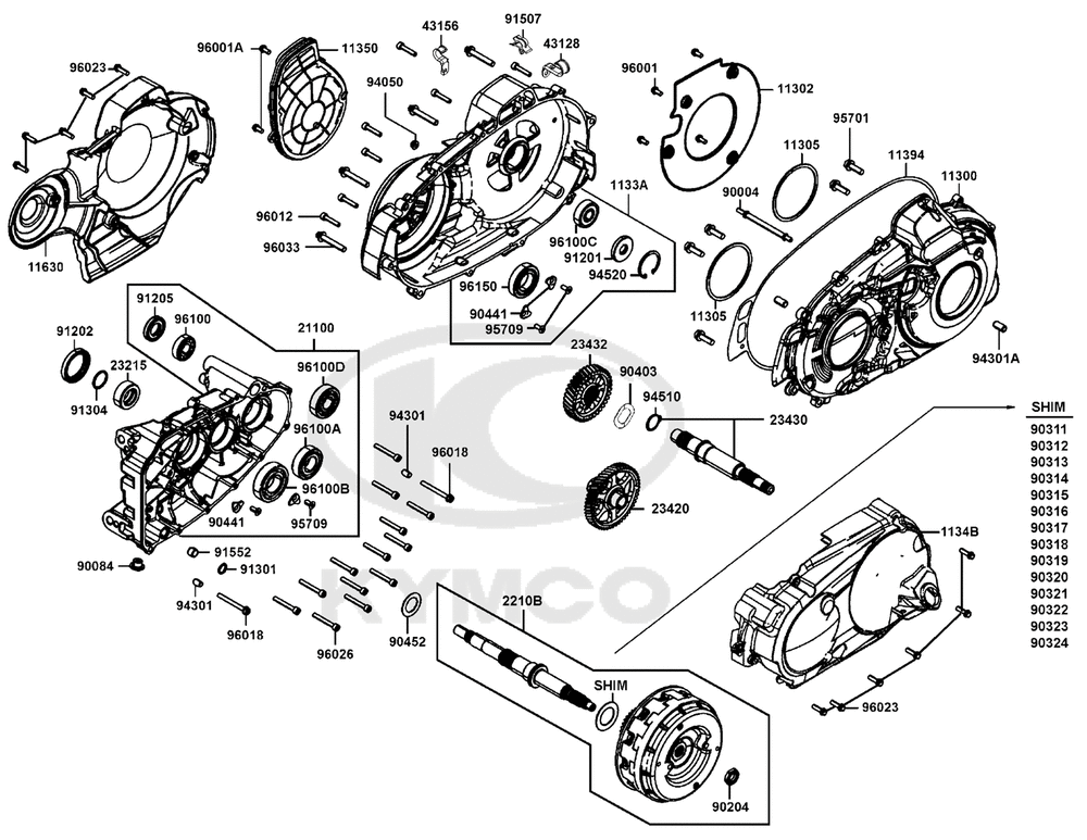 Gehäuse Antriebseinheit re., Getriebe & Kupplung Gehäuse Antriebseinheit re., Getriebe & Kupplung