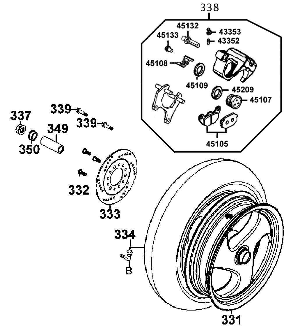 Hinterrad mit Bremssattel