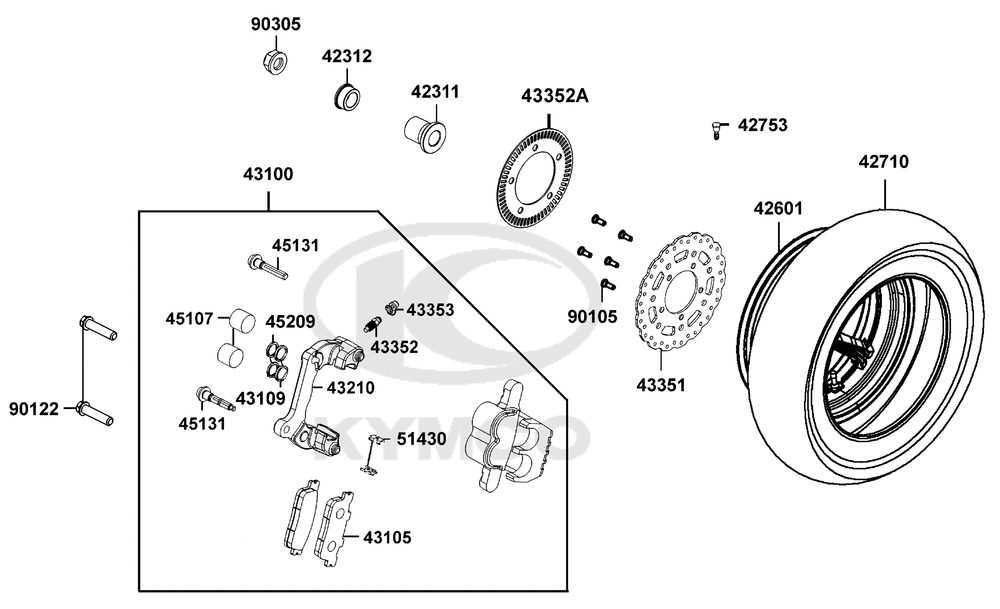 Hinterrad, Bremssattel & Bremsscheibe
