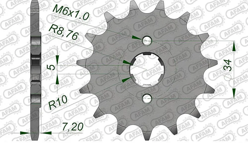 Afam_Ritzel_Vorne_20305 AFAM Kettensatz Stahl 520 XLR2 14x41 - Honda VT 125 C Shadow 1999-08