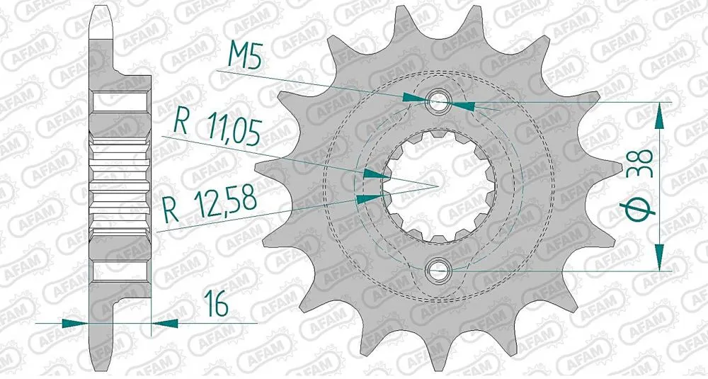 Afam_Ritzel_Vorne_52604 AFAM Kettensatz Stahl 520 XSR-G 15x43 - Ducati 600 Monster 1995-97