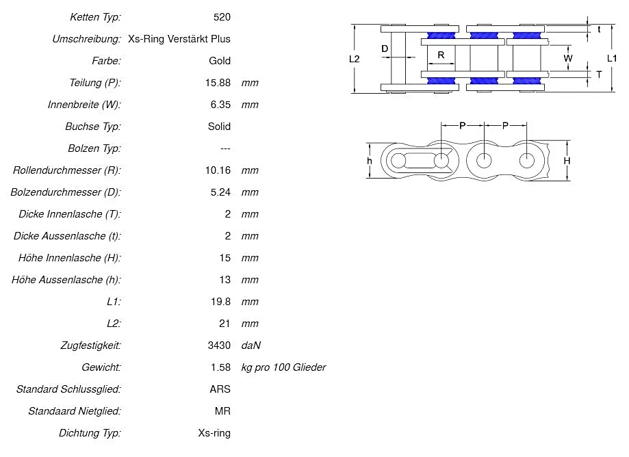 afam_ketten_daten_a520xrr3_g AFAM Kettensatz Stahl 520 XRR2-G 15x47 - Yamaha TTR 600 E 2002-04