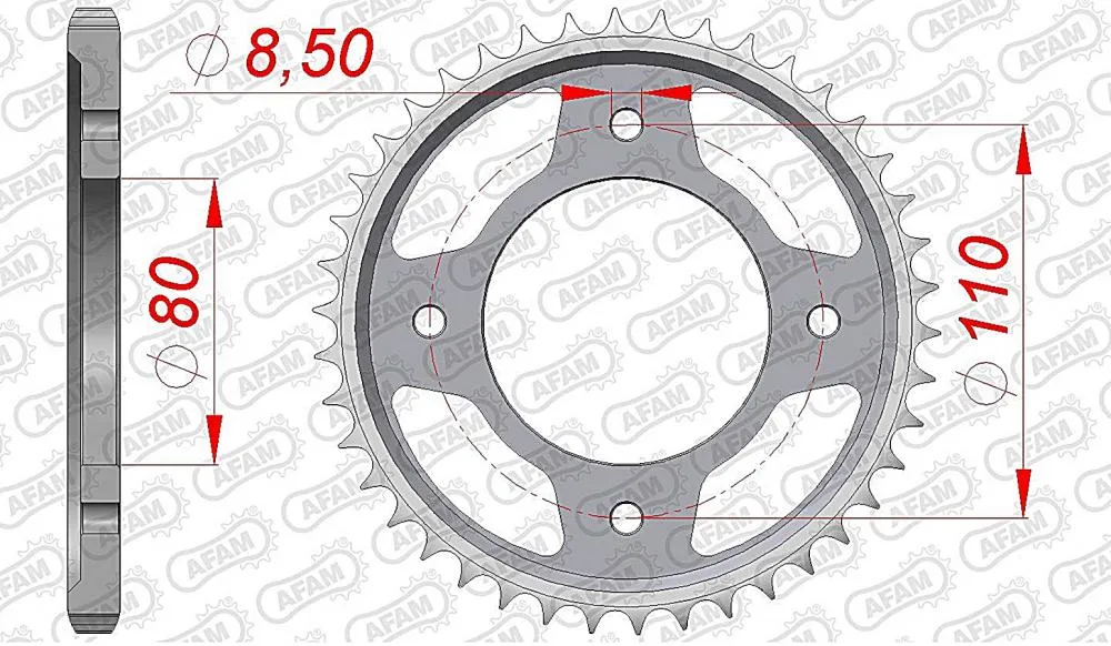 afam_kettenrad_hinten_10235 AFAM Kettensatz Stahl 428 XMR-G 16x42 - Honda CBF 125 2009-14