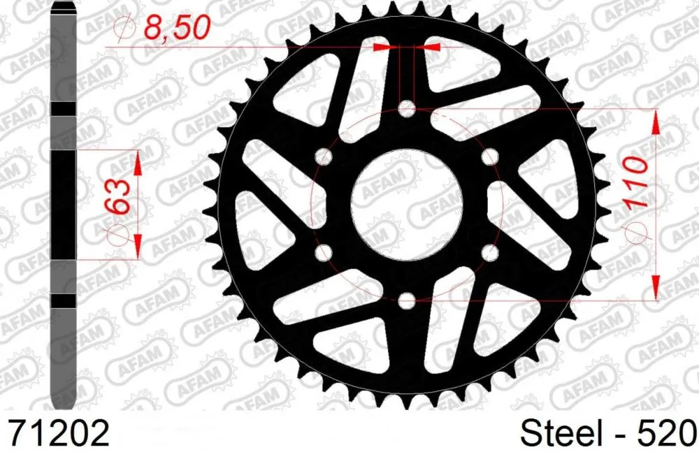 AFAM_Kettensatz_Stahl_520_XLR2_14x45___KTM_Duke_125_2011_20_Kettenrad_hinten AFAM Kettensatz Stahl 520 XLR2 14x45 - KTM Duke 125 2011-20