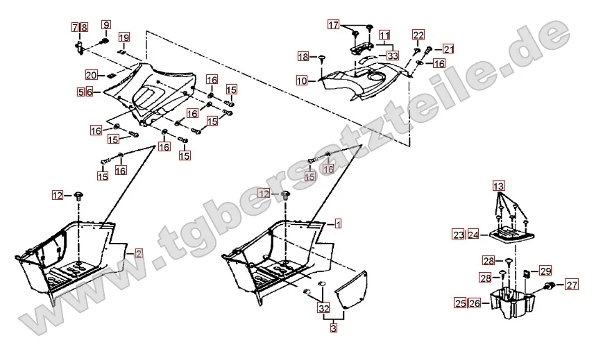 Fußstützen und Tankabdeckung