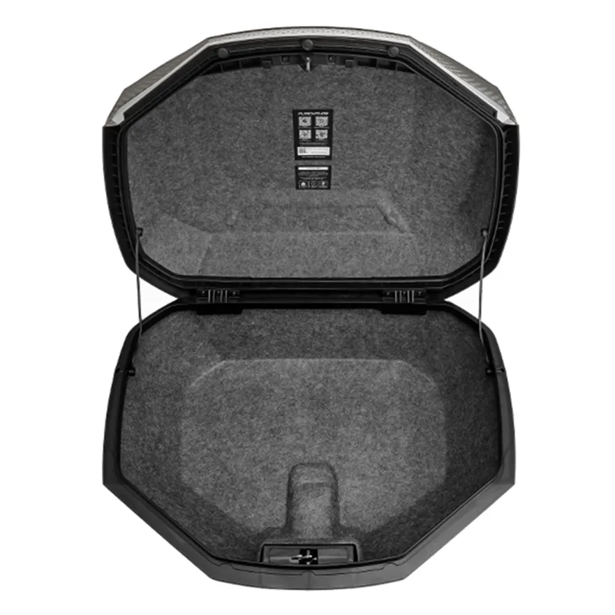 Furchtlos-SHIELD-L-Luxe-Topcase-48-Liter-schwarz-silber-FU11TCUP000L14EX-100027-offen Furchtlos SHIELD L Luxe Topcase - 48 Liter - schwarz/silber
