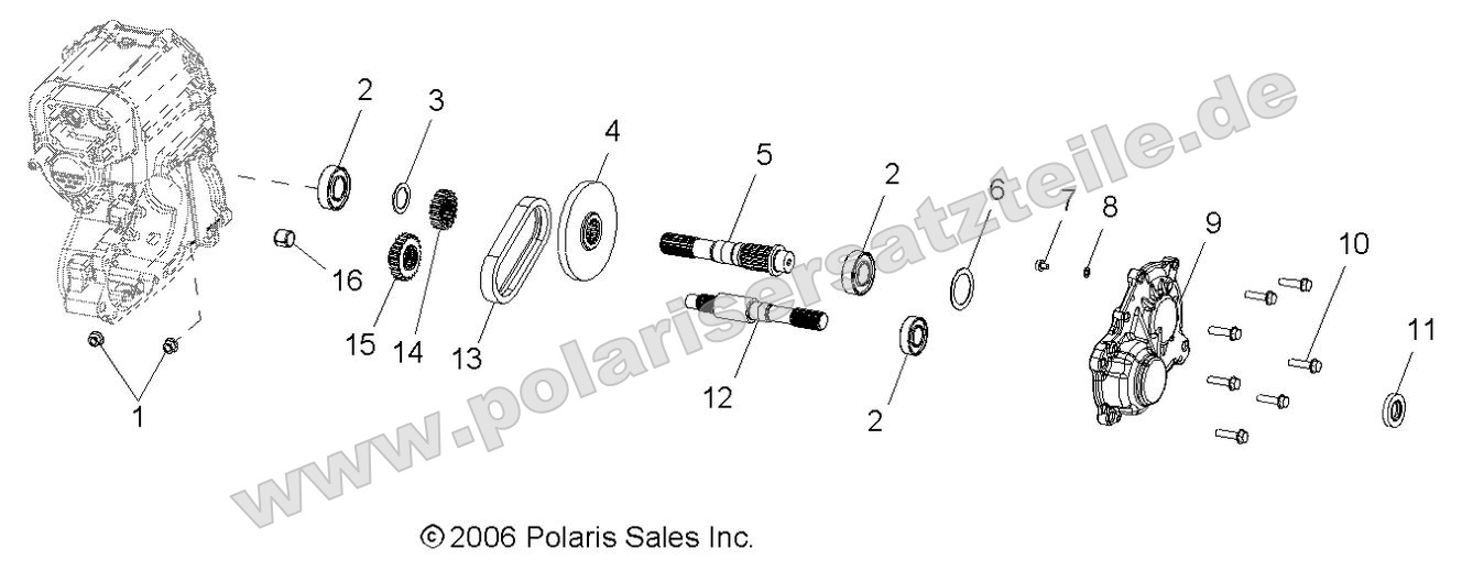 Gearcase, Output Shaft Gearcase, Output Shaft