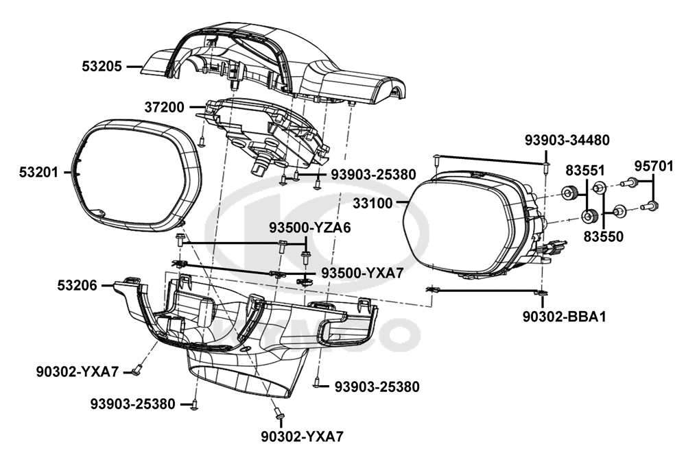 Lenkerverkleidung, Scheinwerfer & Tachometer Lenkerverkleidung, Scheinwerfer & Tachometer