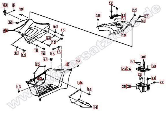 Fussstützen und Tankabdeckung