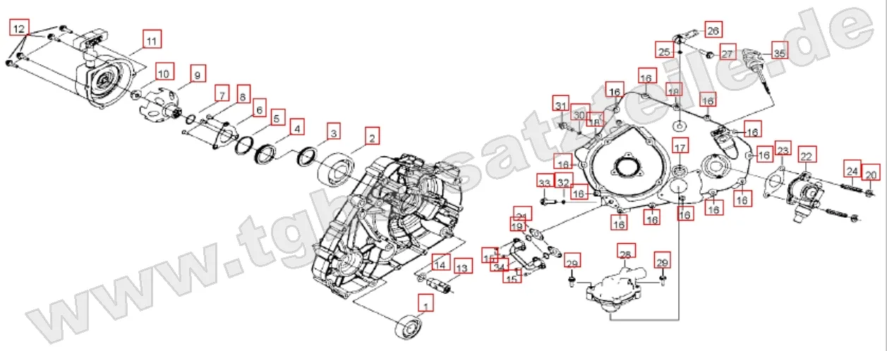 Wasserpumpe - Handstartereingriffsrad - Tachonatrieb