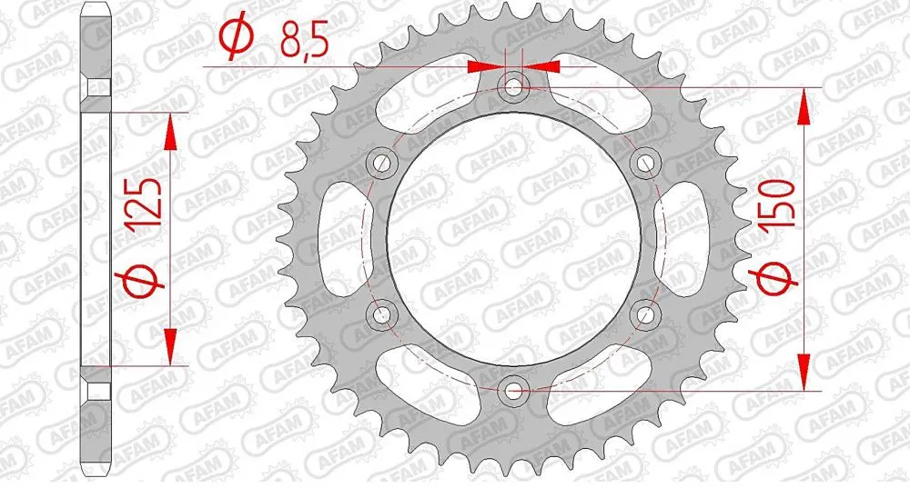 afam_kettenrad_hinten_71304 AFAM Kettensatz Stahl 520 XRR2-G 13x50 - KTM EXC 125 1999-16