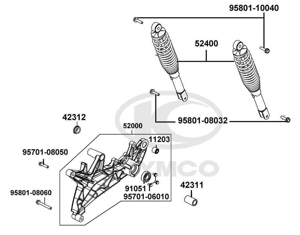 Federbein & Schwingarm hinten Federbein & Schwingarm hinten