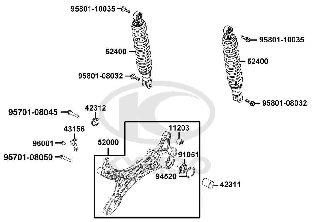 Federbein & Schwingarm hinten