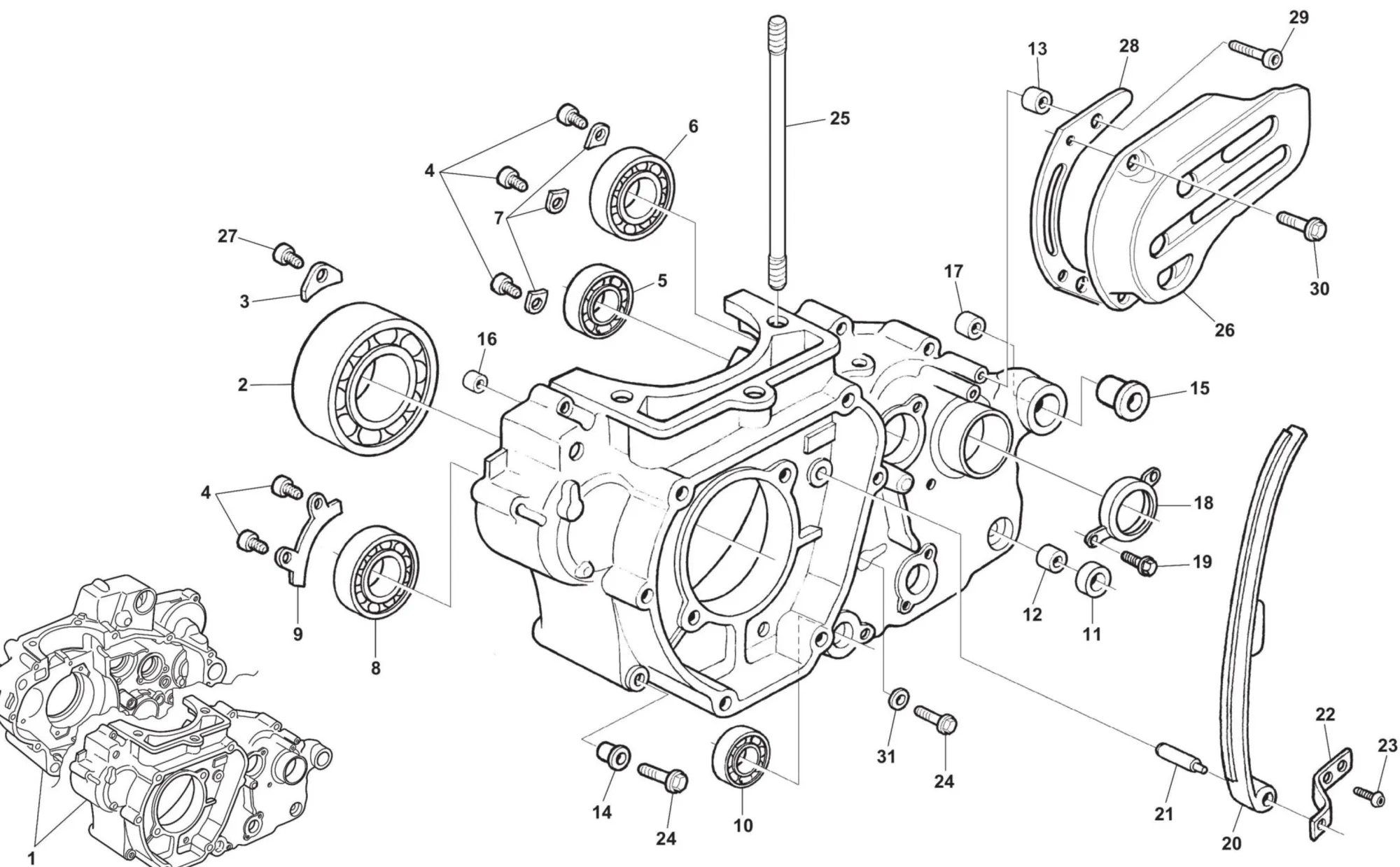 Kurbelwellengehäuse links Kurbelwellengehäuse links
