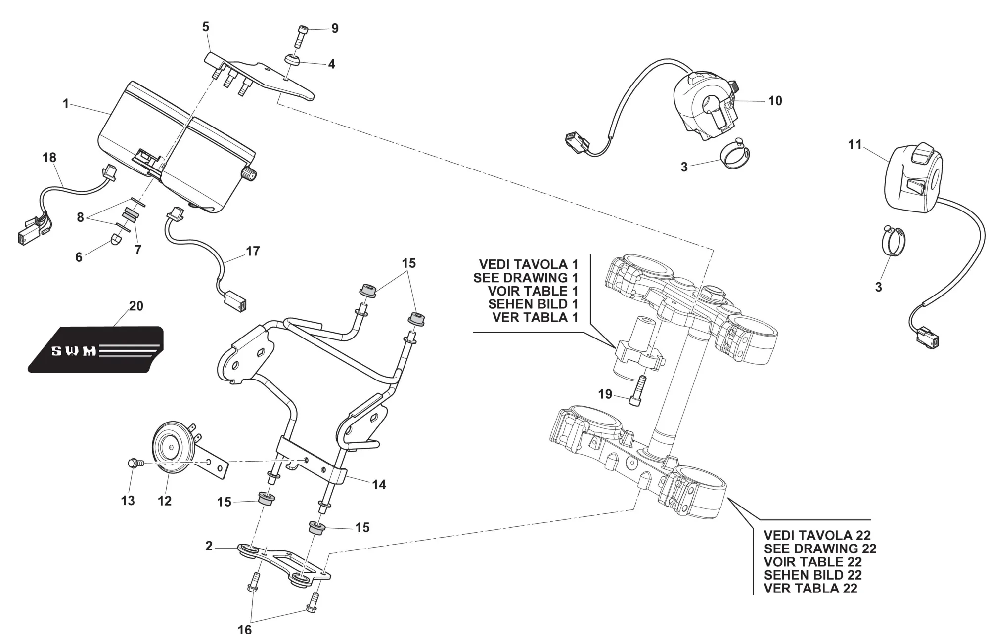 Tachometer / Lenkerschalter Tachometer / Lenkerschalter