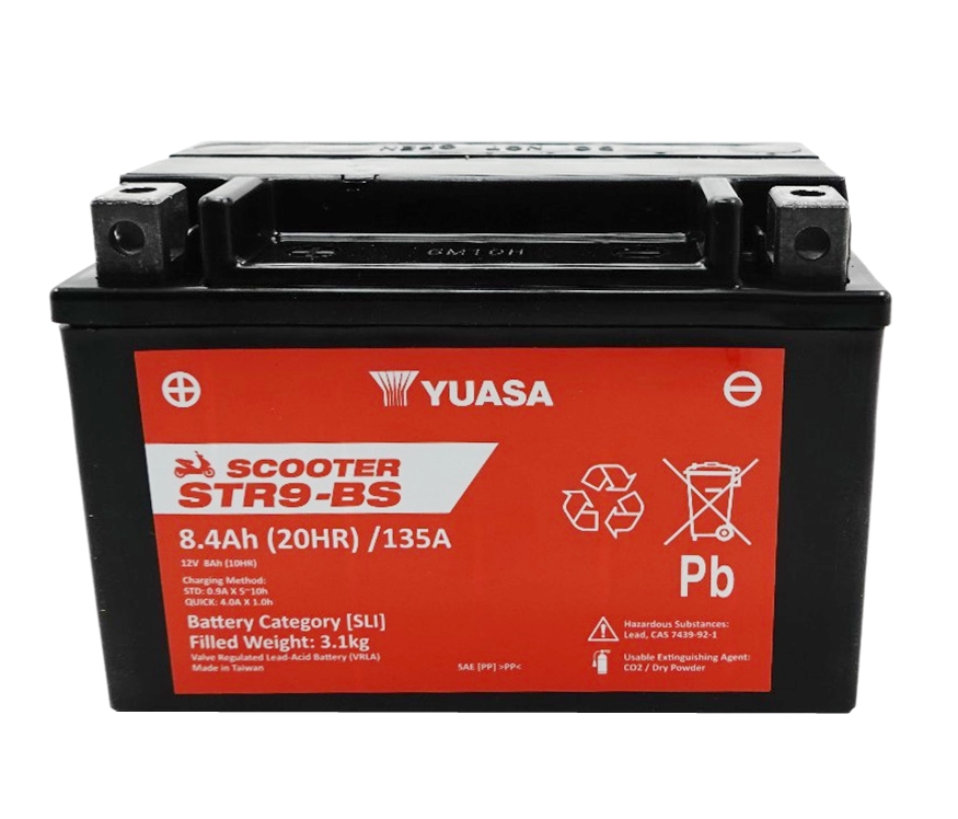 Yuasa STR9-BS AGM Scooter Batterie 12V 8AH CP - Einbaufertig (YTX9-BS GTX9-BS FTX9-BS CTX9-BS)