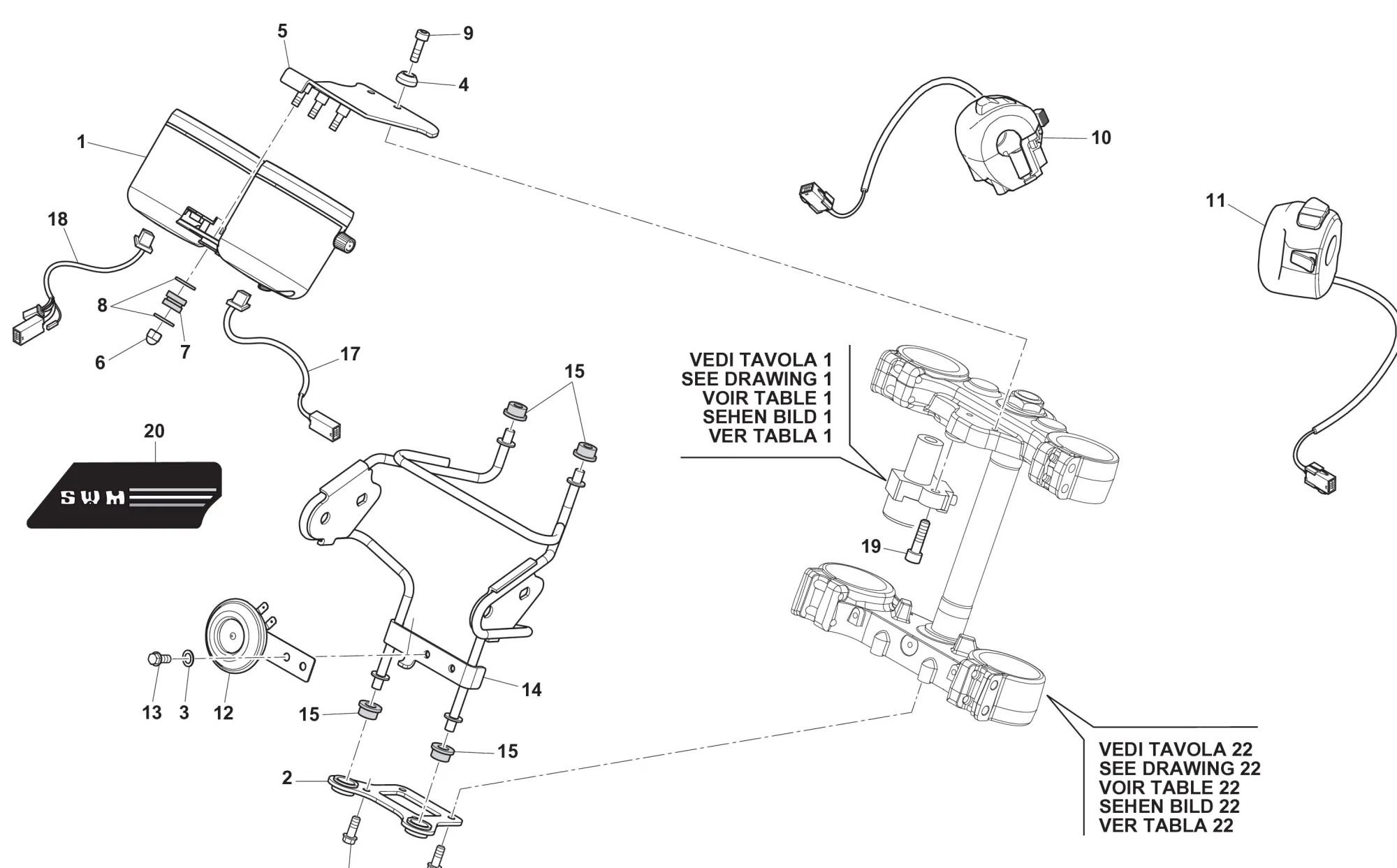 Tachometer / Lenkerschalter Tachometer / Lenkerschalter