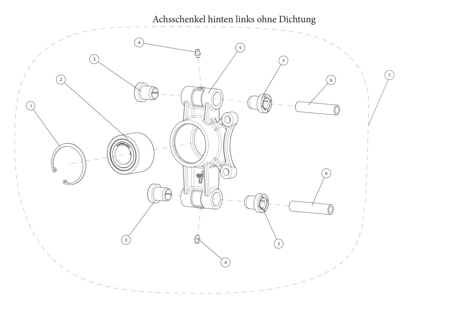 Achsschenkel hinten links ohne Dichtung