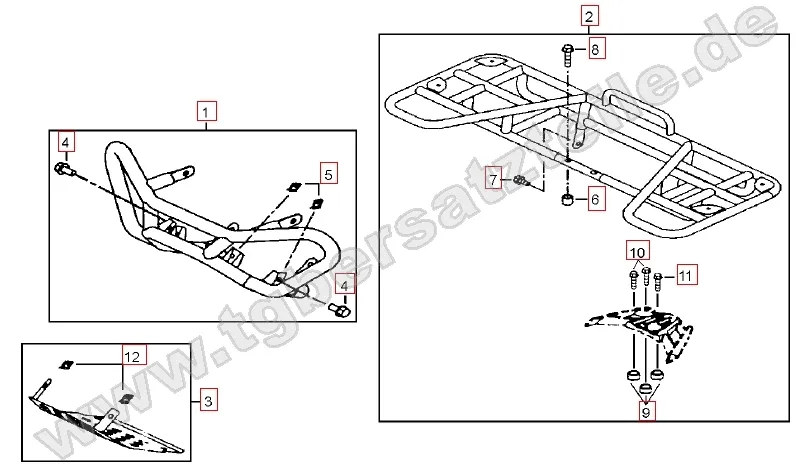 Stoßstange vorne - Gepäckträger hinten Stoßstange vorne - Gepäckträger hinten