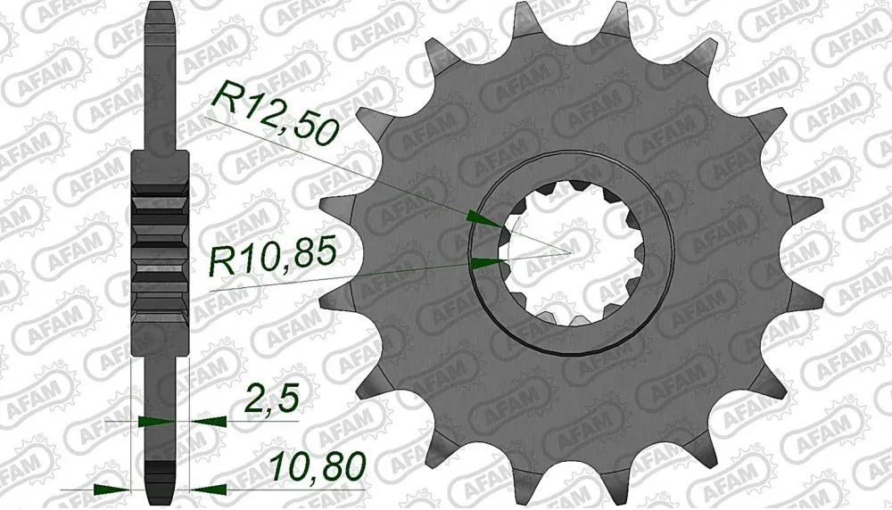afam_ritzel_vorne_21512 AFAM Kettensatz Stahl 520 XSR-G 16x46 - Yamaha XJ 6 N Diversion 2009-16