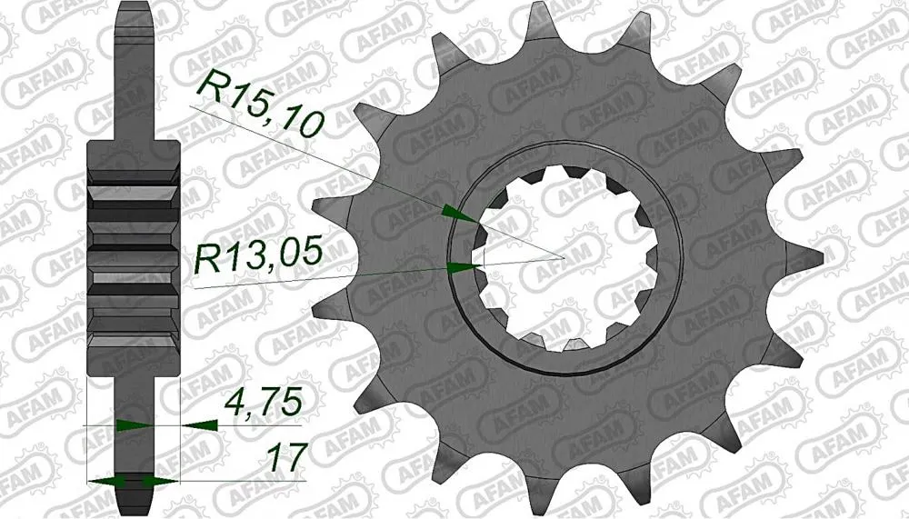 afam_ritzel_vorne_20612 AFAM Kettensatz Stahl 525 XSR2-G 16x42 - Honda CBR 900 RR 1996-1999