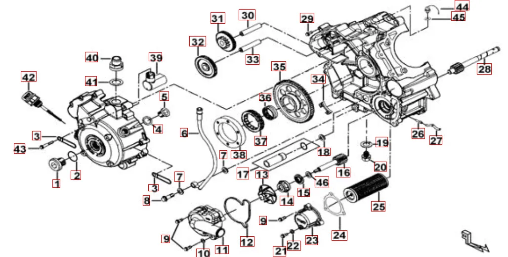 Motorgehäuse rechts
