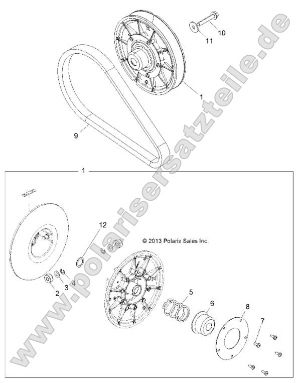 Drive Train, Secondary Clutch (49RGRCLUTCHDVN14CREW)