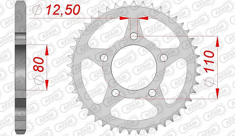 afam_kettenrad_hinten_10608 AFAM Kettensatz Stahl 525 XRR 16x45 - Honda XRV 750 Africa Twin 1993-00