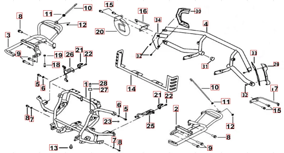 Sturzbügel vo. u. hi. - Fußstützen Sturzbügel vo. u. hi. - Fußstützen