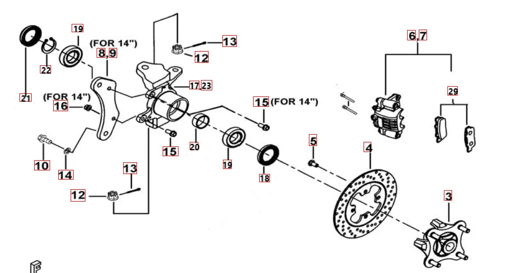 Vorderradbremse (Bremszange rot) Vorderradbremse (Bremszange rot)
