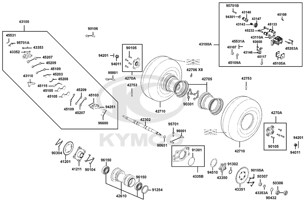 Räder hinten, Antrieb mit Bremse Räder hinten, Antrieb mit Bremse