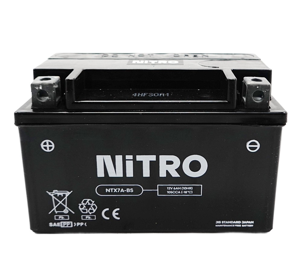 Nitro NTX7A-BS AGM Batterie 12V 6AH - Einbaufertig (YTX7A-BS FTX7A-BS)