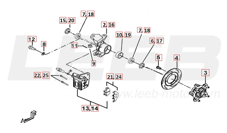 Vorderradbremse-Achsschenkel