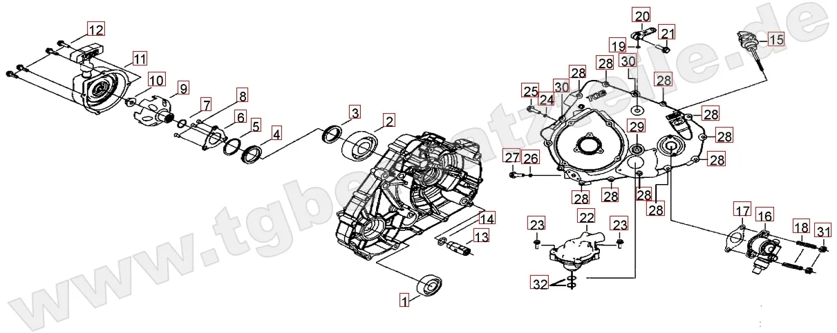 Wasserpumpe - Handstartereingriffsrad - Tachonatrieb