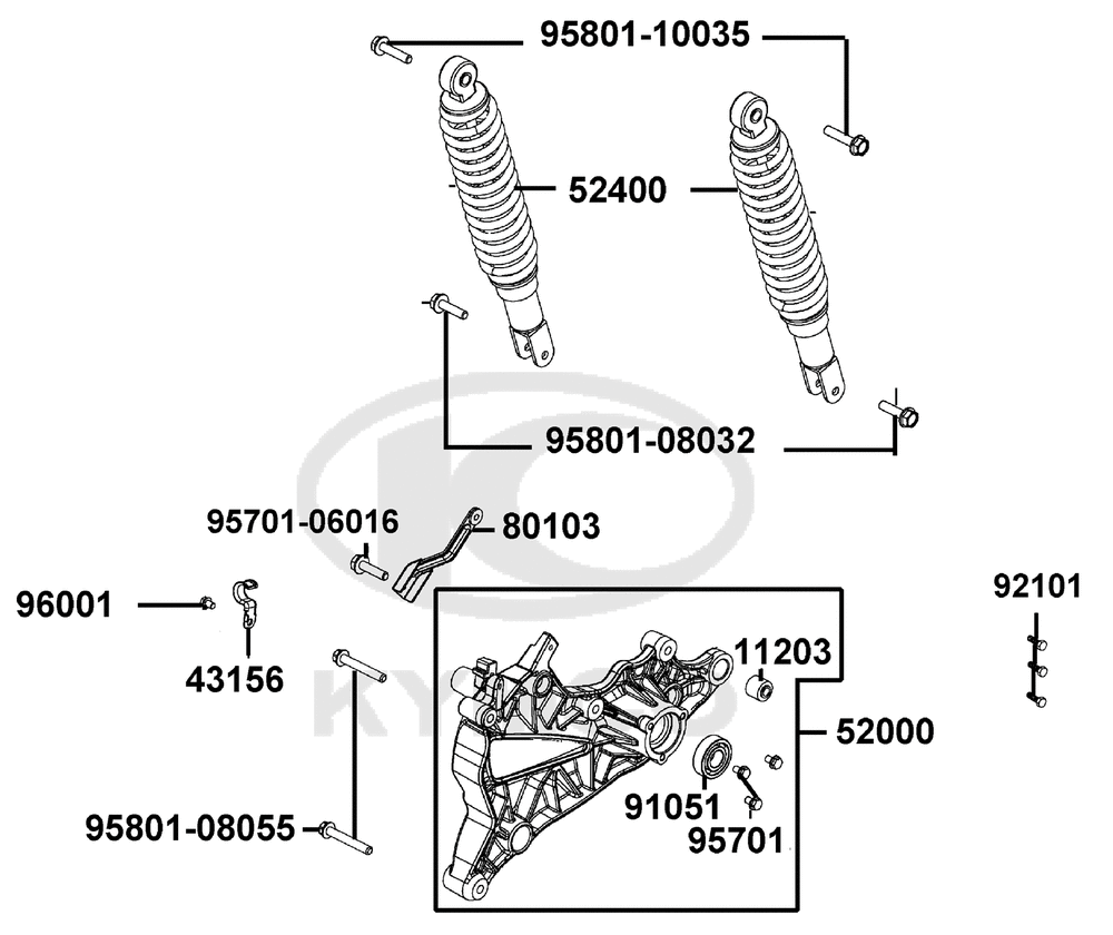 Federbein & Schwingarm hinten Federbein & Schwingarm hinten