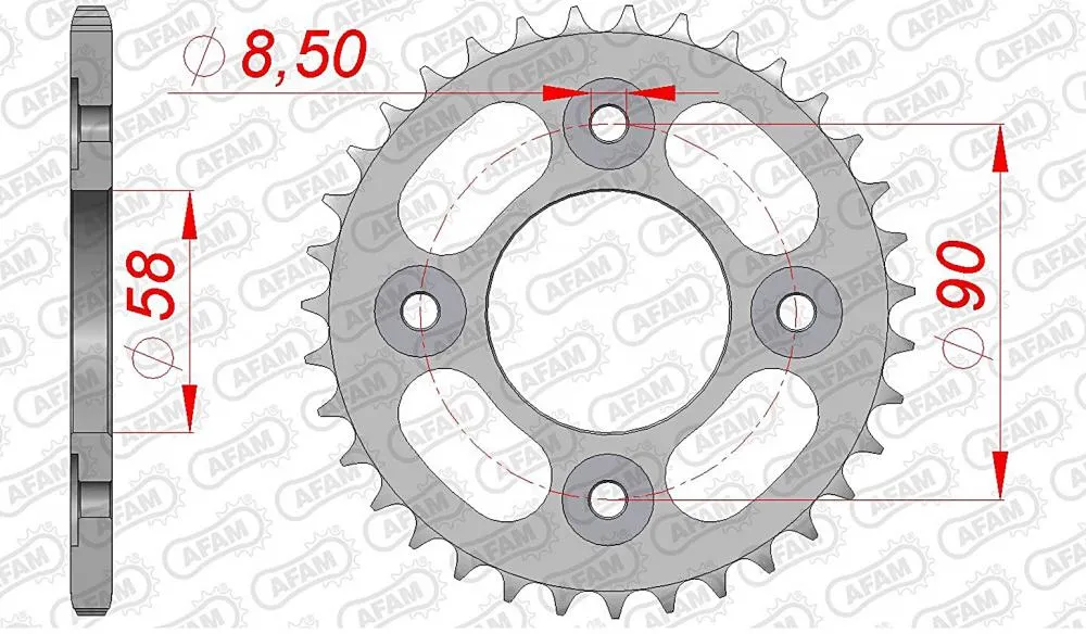 AFAM Kettensatz Stahl 420 MO 14x35 - Honda ANF 125 Innova 2003-11