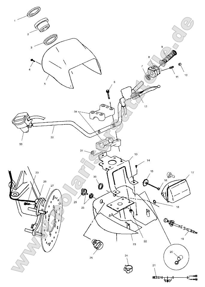 Handlebar and Headlight Pod Handlebar and Headlight Pod