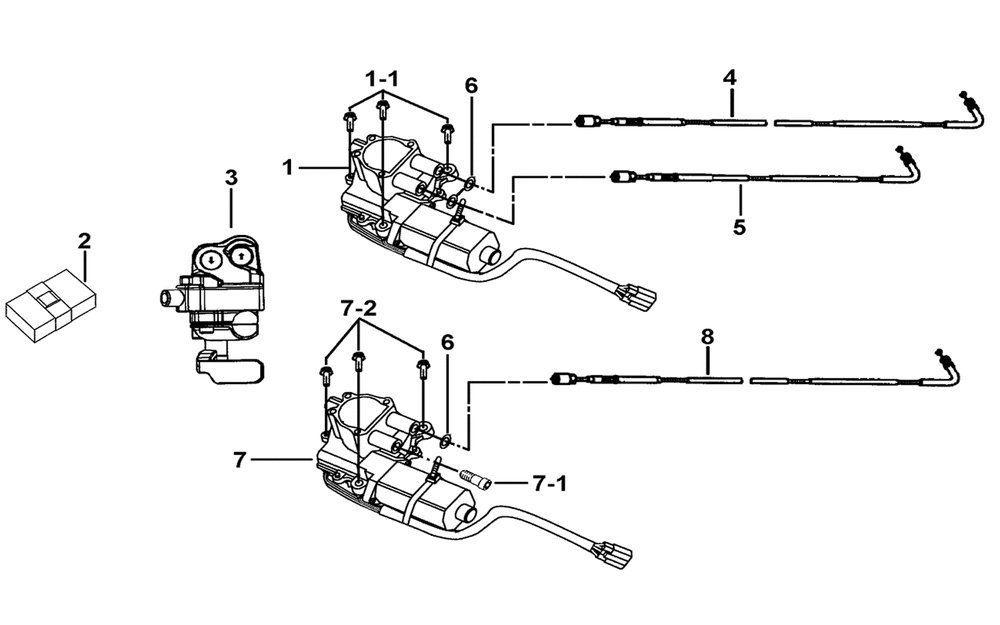 Stellmotor, Schalter & Kontrolleinheit Getriebe vo. Stellmotor, Schalter & Kontrolleinheit Getriebe vo.