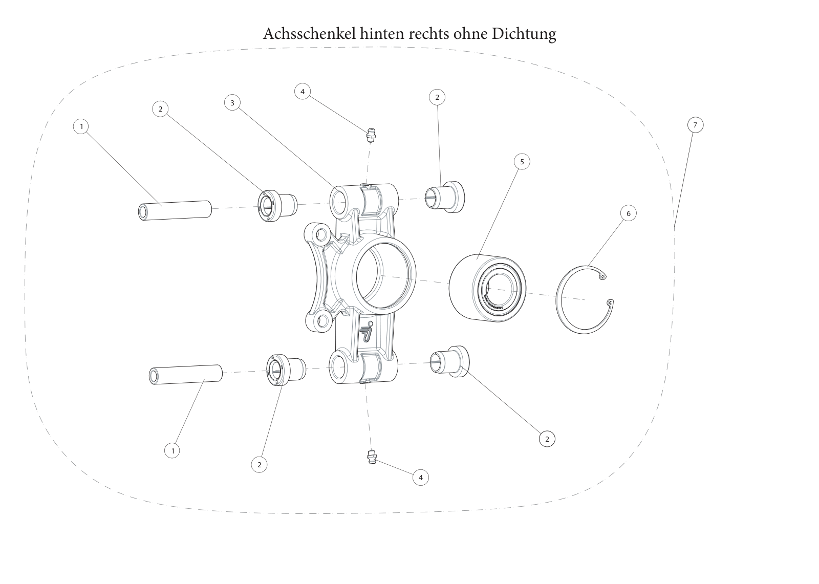 Achsschenkel hinten rechts ohne Dichtung