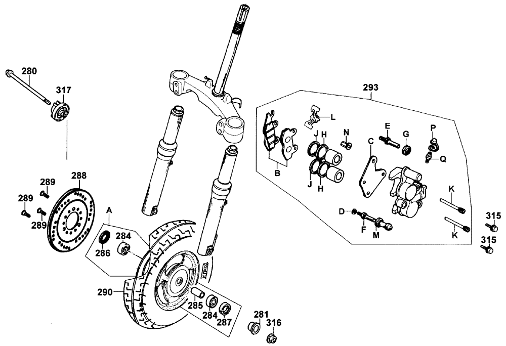 Vorderrad mit Bremssattel Vorderrad mit Bremssattel