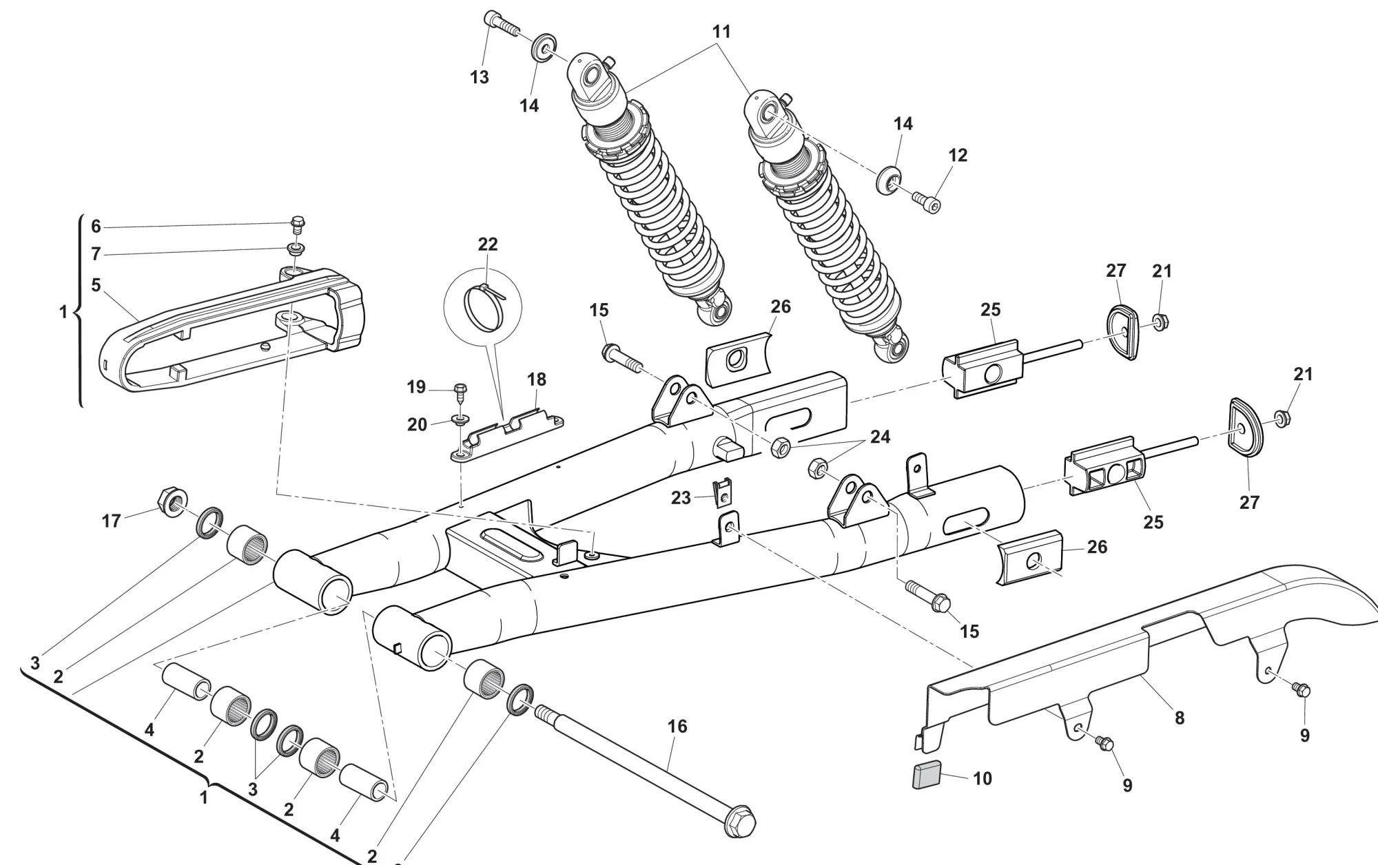 Hinterradschwinge / Stoßdämpfer Hinterradschwinge / Stoßdämpfer