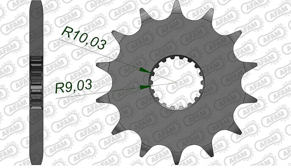 afam_ritzel_vorne_22200 AFAM Kettensatz Stahl 428 R1-G 14x41 - Suzuki GN 125 /E 1982-96