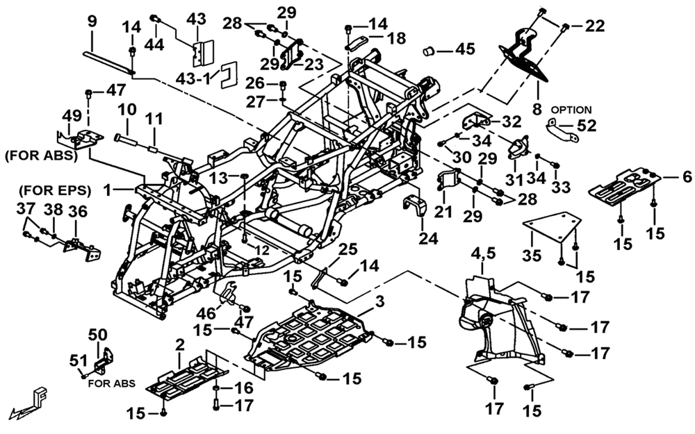 Rahmen & Anbauteile (FOR REAR DIFF. W/ LOCK OR W/ABS) Rahmen & Anbauteile (FOR REAR DIFF. W/ LOCK OR W/ABS)