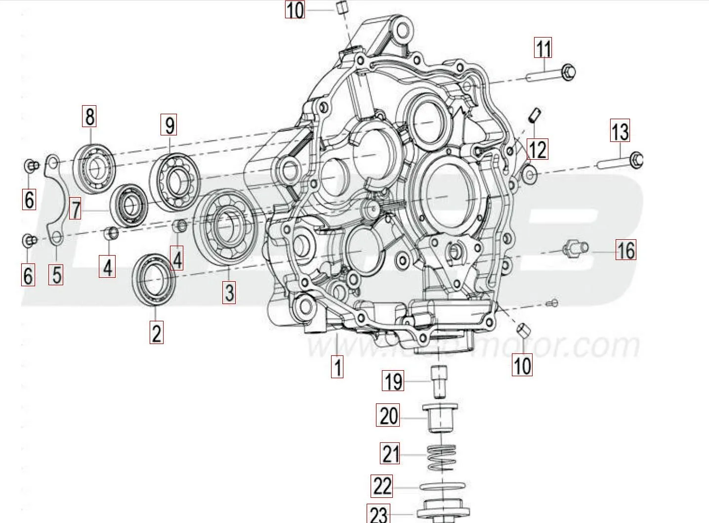 Kurbellwellengehäuse rechts