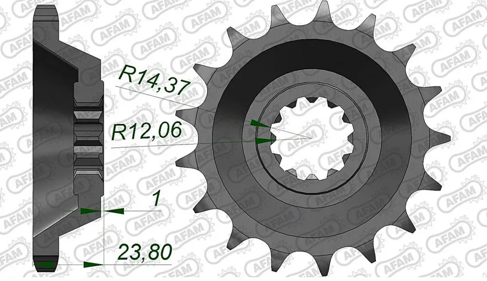 Afam_Ritzel_Vorne_24806 AFAM Kettensatz Stahl 530 XSR2-G 17x45 - Kawasaki ZZR 1100 1990-92