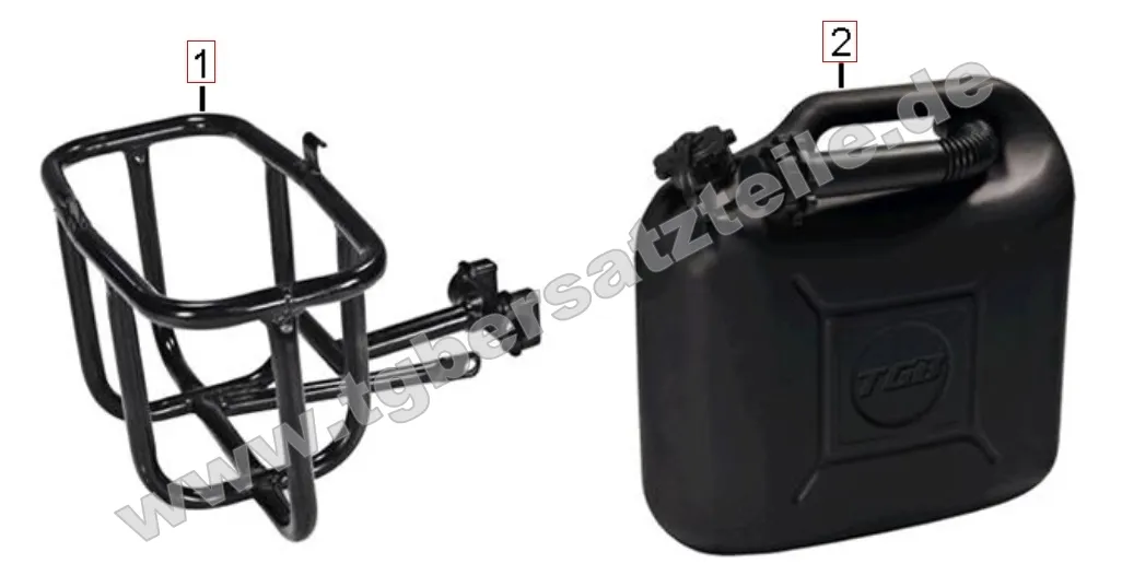 Benzinkanister und Halter Benzinkanister und Halter
