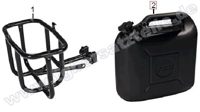 Benzinkanister u. Halter Benzinkanister u. Halter
