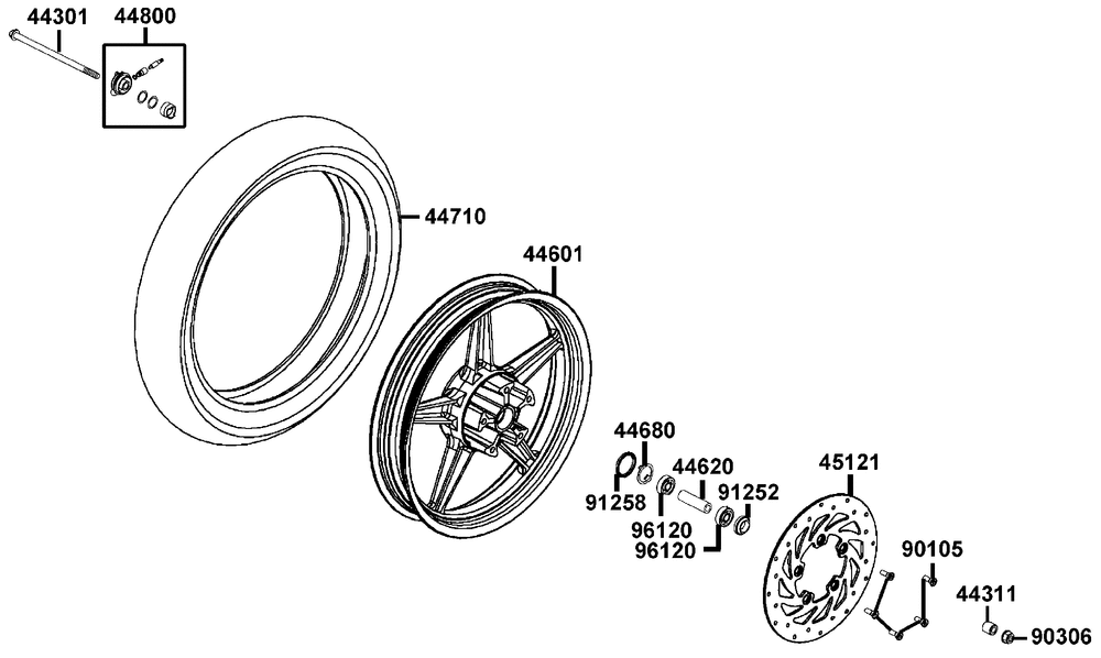 Vorderrad mit Bremsscheibe Vorderrad mit Bremsscheibe
