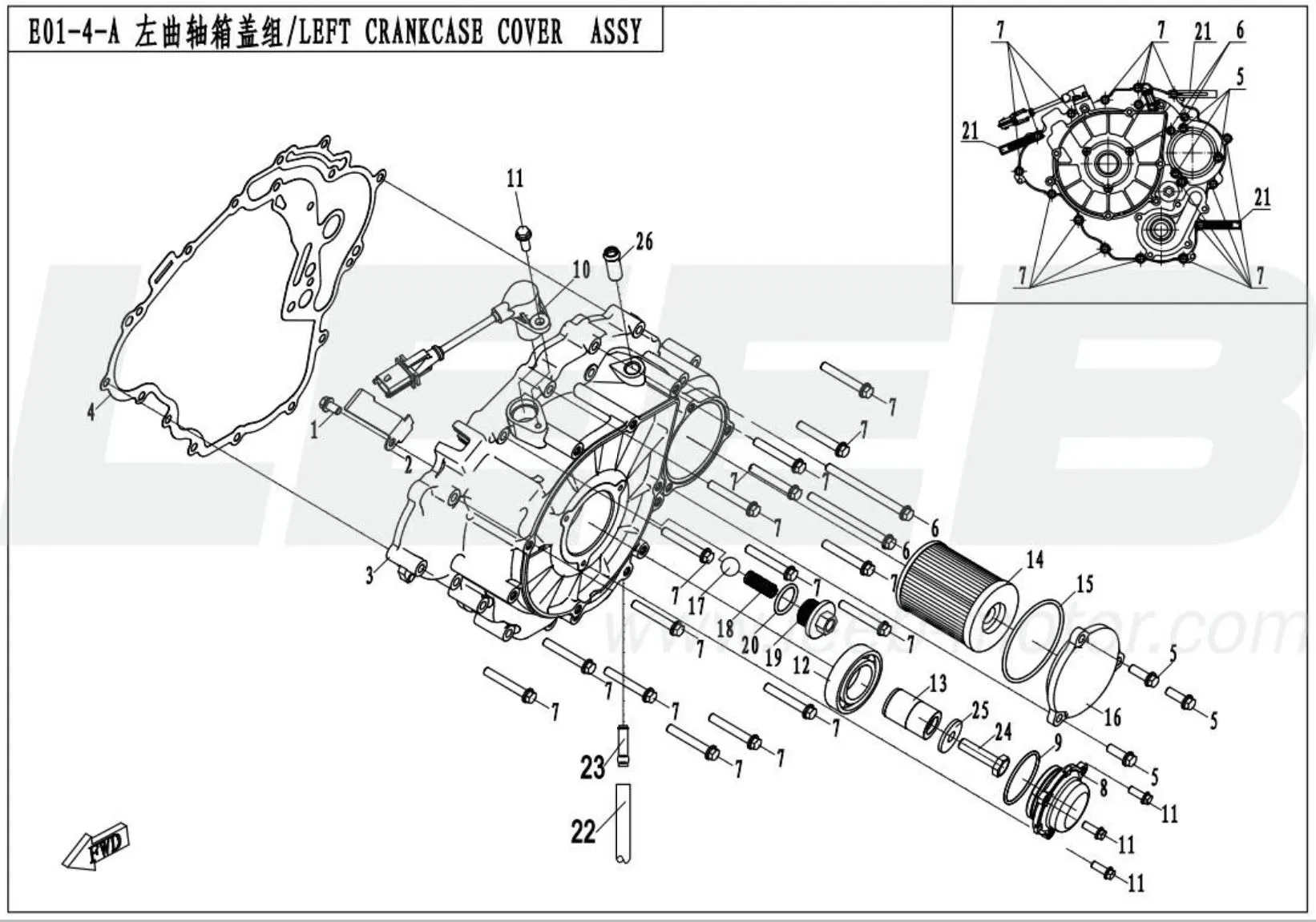 Motorgehäuse links - Ölfilter Motorgehäuse links - Ölfilter