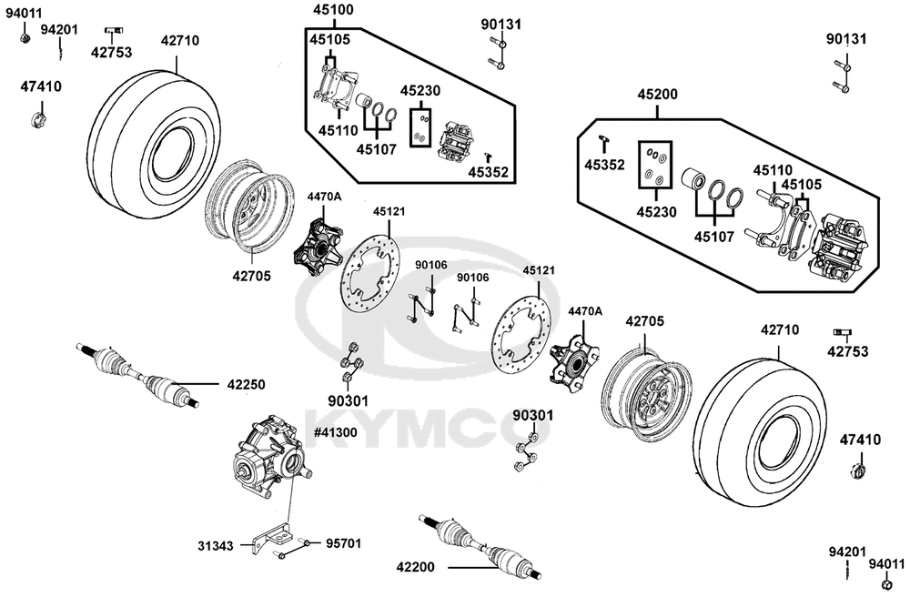 Räder hinten mit Bremse & Antriebswelle Räder hinten mit Bremse & Antriebswelle